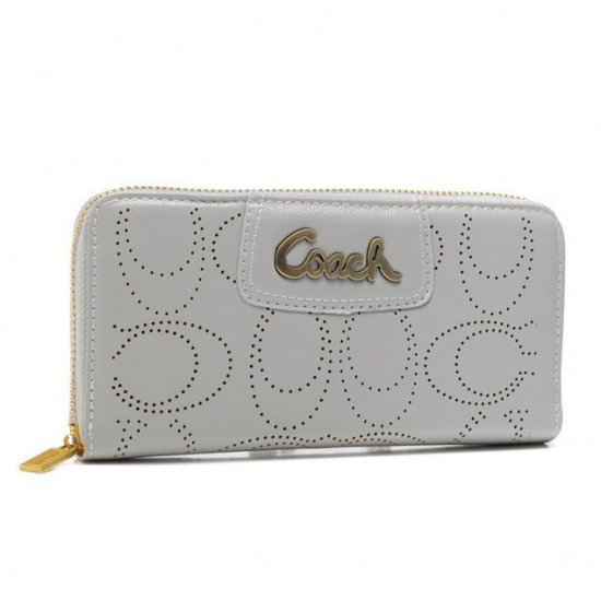 Coach Perforated Logo Large Grey Wallets AXT | Coach Outlet Canada